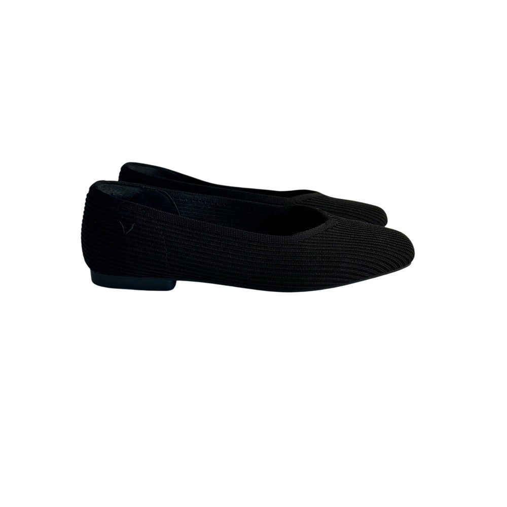 VIVAIA Margot 2.0 V Cut Ballet Flats Size 37 US 6.5 Black Square Toe Ribbed Knit - Picture 3 of 8